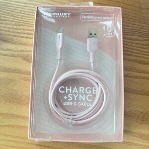 Merkury USB-C Cable Galaxy Android Pink Silicone 6 feet Charging Syncing